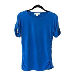 Michael Michael Kors Colbalt Blue Short Sleeve Top Zipper Sleeve Cheap Womens L